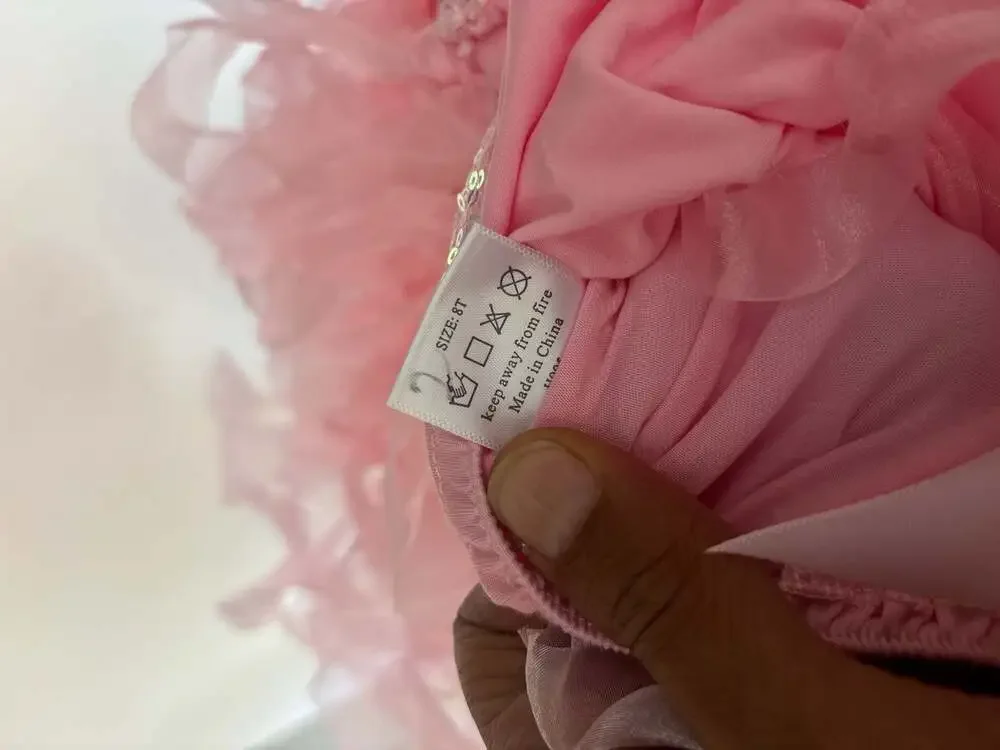 Girls Pink Sequin Halter Ruffle Tutu Dance Costume